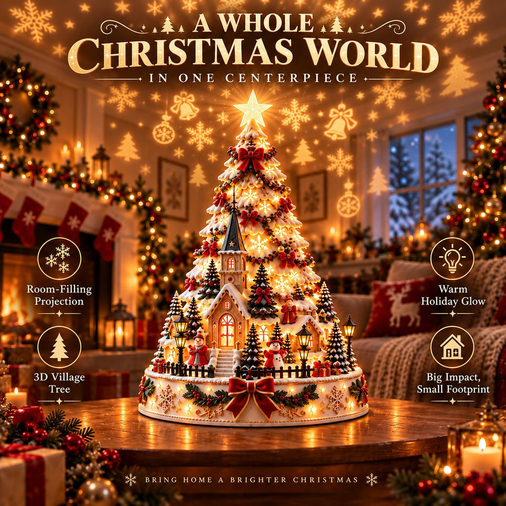 💯 Buy 2 Get 1 Free - 🎄 Christmas Village Projection Centerpiece