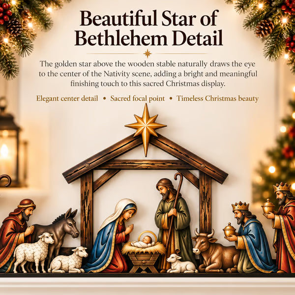 ✝ Nativity Scene Door Topper | Bring The Story Of Christmas Home - 10 inches