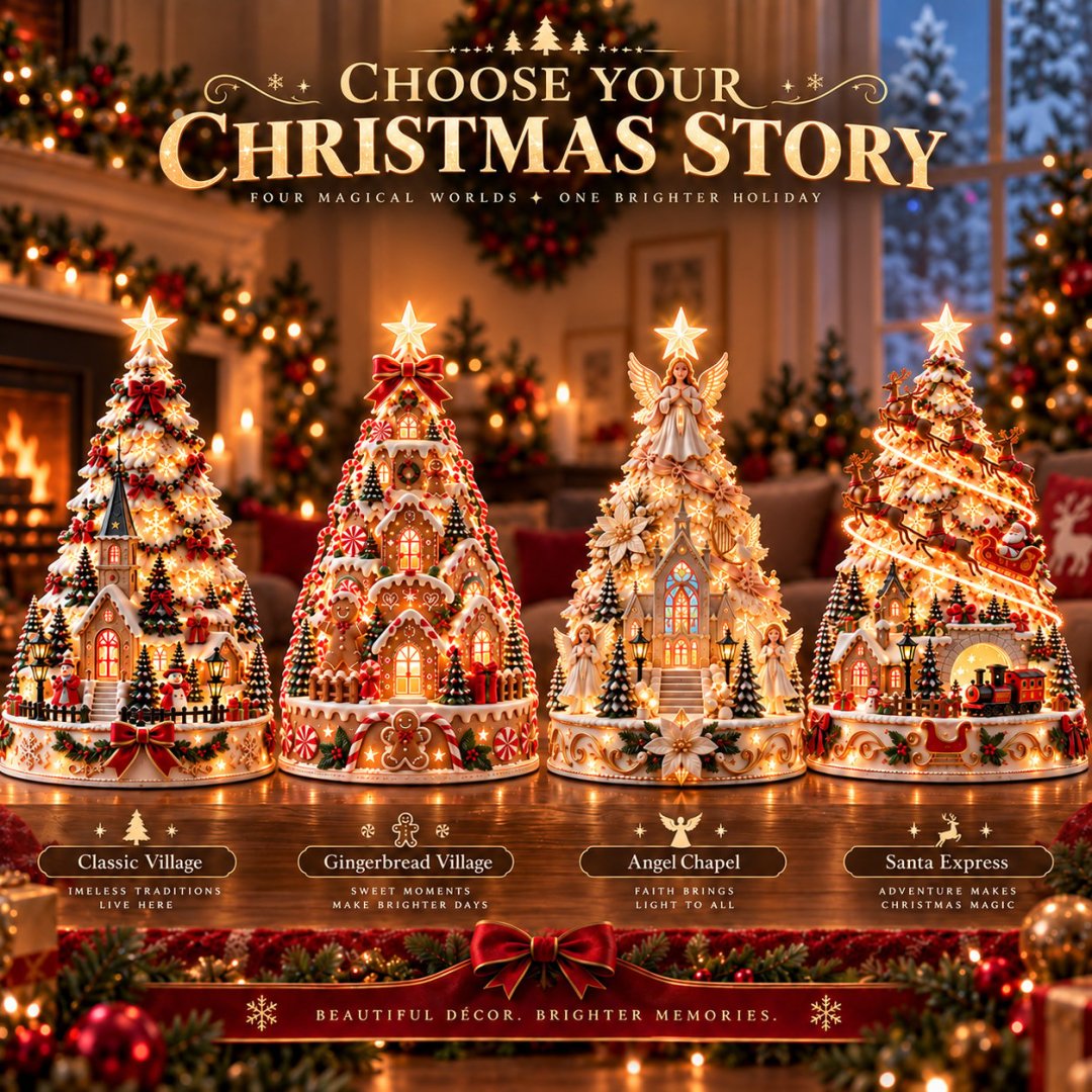 💯 Buy 2 Get 1 Free - 🎄 Christmas Village Projection Centerpiece