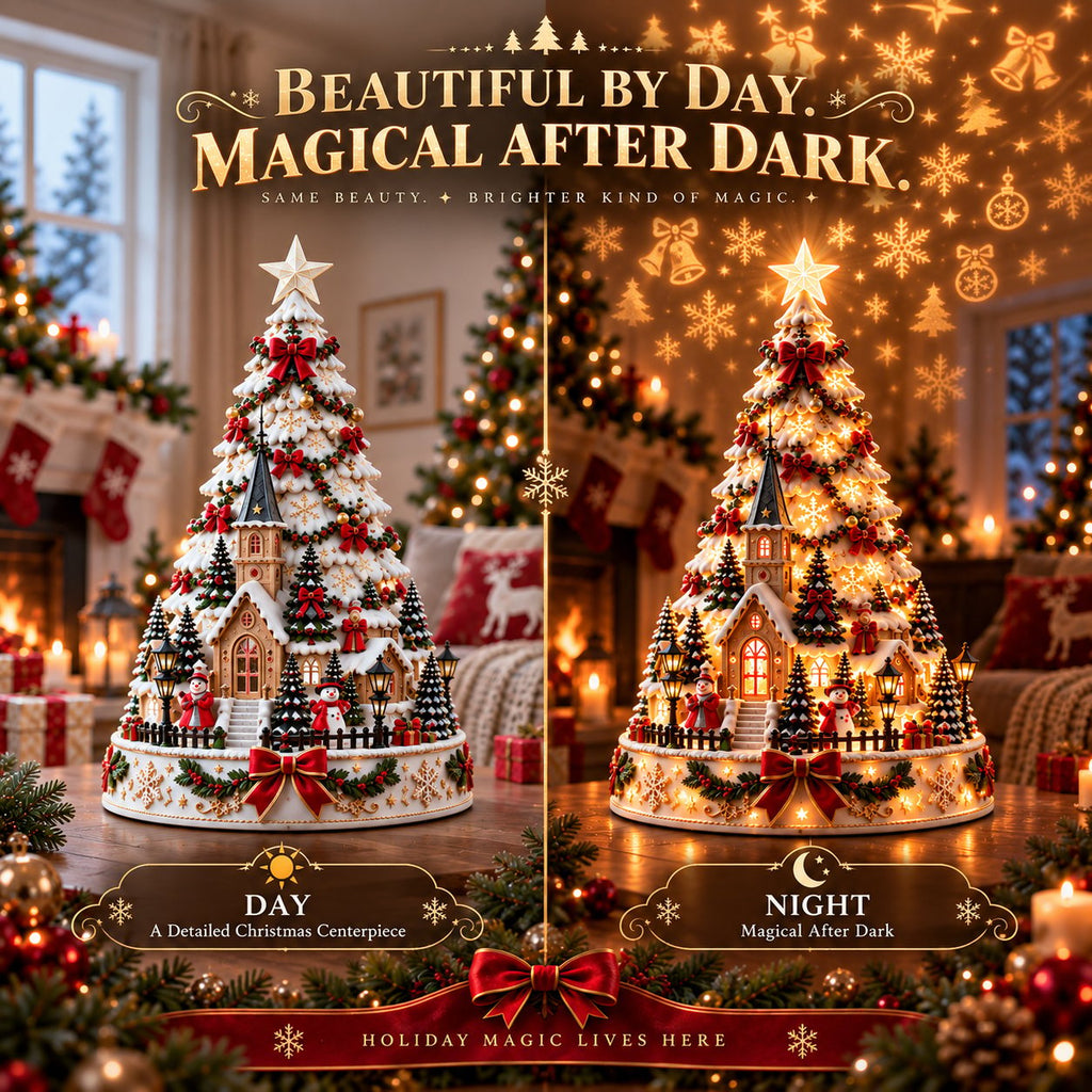 💯 Buy 2 Get 1 Free - 🎄 Christmas Village Projection Centerpiece