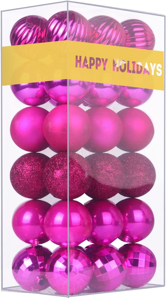 White Christmas Ornaments - Christmas Tree Decorations Shatterproof Hanging Balls for Birthday Wedding Holiday Decor Set of 36pcs, Multi-Sizes(1.6,2.5,3.2)