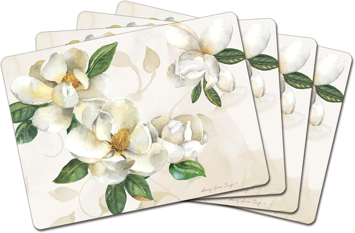 Cala Home Midnight Garden Boxed Set of 4 Premium Hardboard Placemats | Decorative, Layered Construction, and Easily Wipes Clean
