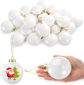 Seenelling 24 Pcs 3.15 Inch Christmas Blank Ball Ornaments, Matte Flat Disc | White Plastic Ball with Gold Caps, Smooth Surface for DIY Craft, Christmas Tree Hanging Decorations, Home Party Supplies
