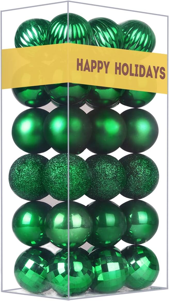 White Christmas Ornaments - Christmas Tree Decorations Shatterproof Hanging Balls for Birthday Wedding Holiday Decor Set of 36pcs, Multi-Sizes(1.6,2.5,3.2)