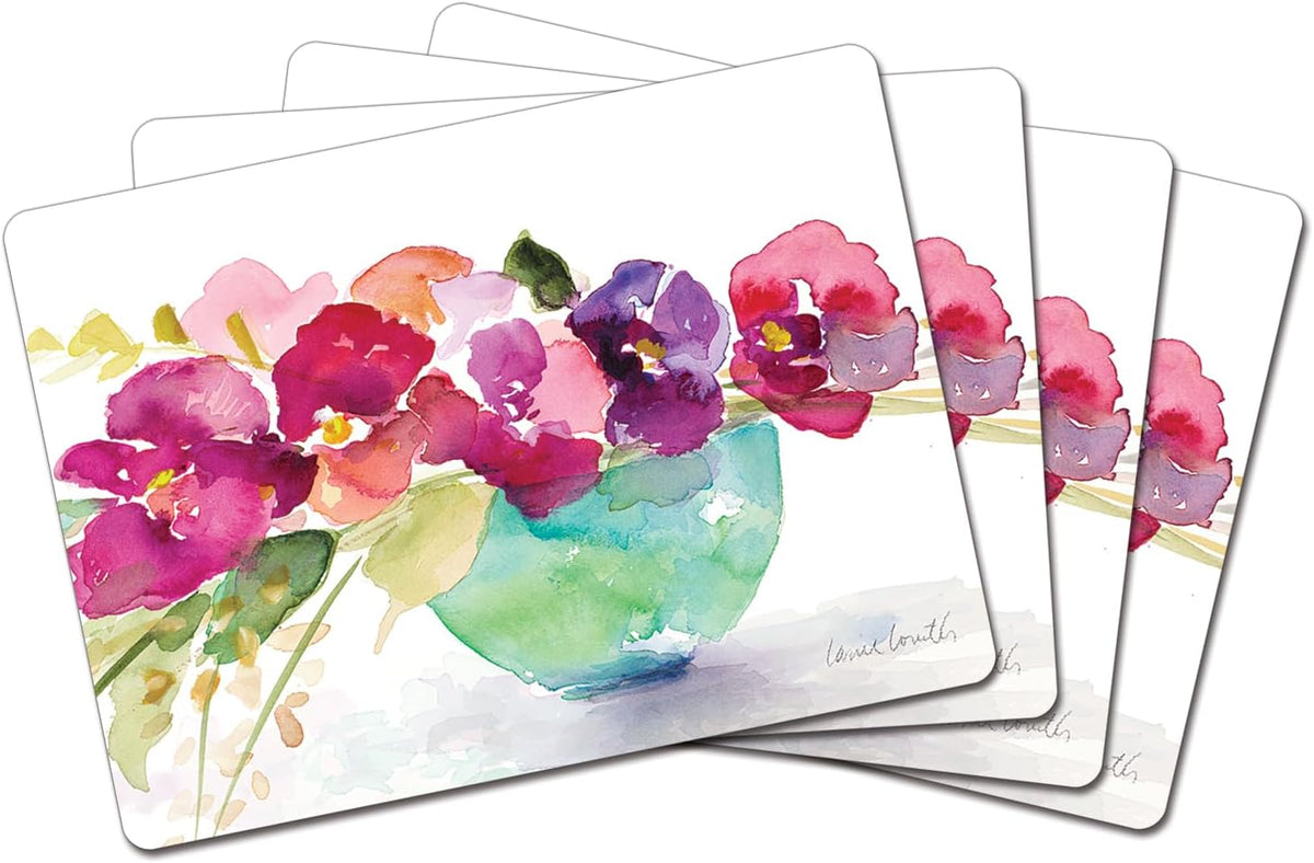 Cala Home Midnight Garden Boxed Set of 4 Premium Hardboard Placemats | Decorative, Layered Construction, and Easily Wipes Clean