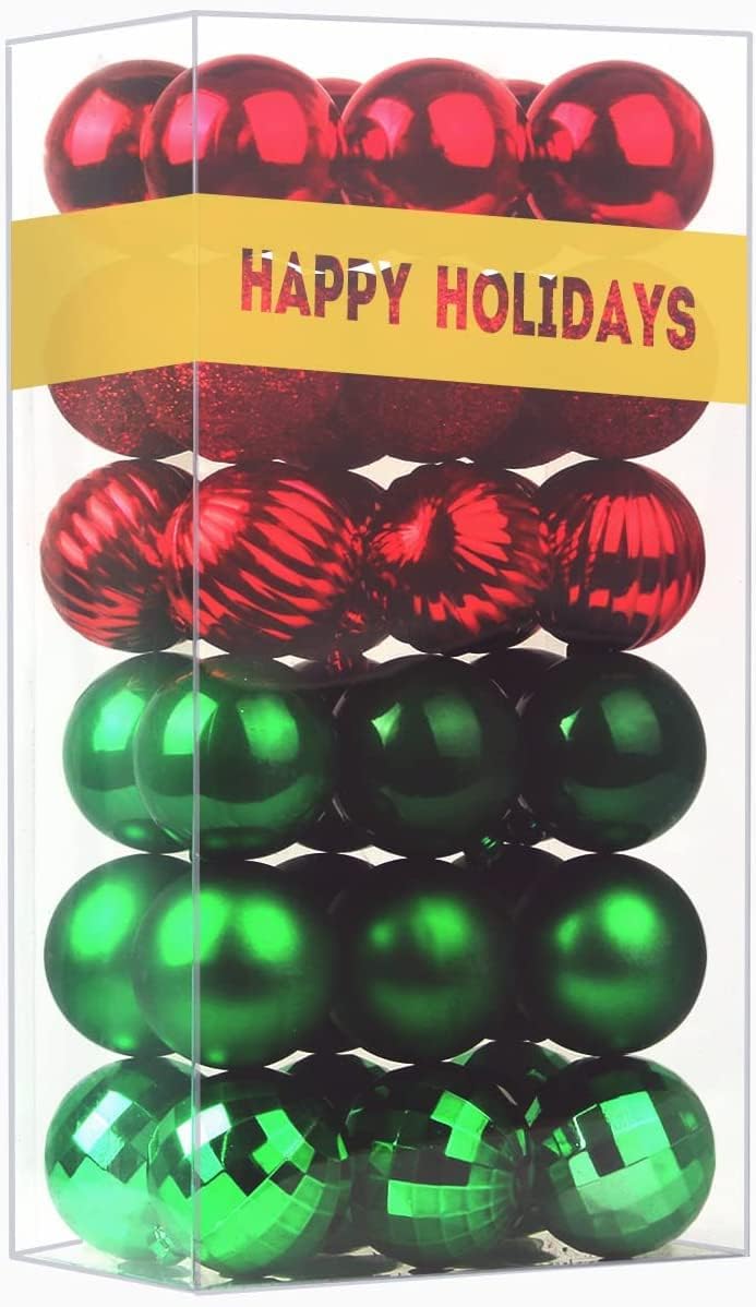 White Christmas Ornaments - Christmas Tree Decorations Shatterproof Hanging Balls for Birthday Wedding Holiday Decor Set of 36pcs, Multi-Sizes(1.6,2.5,3.2)