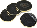 XhuangTech Natural Agate Coasters Set of 4 with Gold Edge, 3.2-4 Polished Geode Stone Drink Coasters for Coffee/Drinks/Tea, Non-Slip Crystal Cup Mats with Rubber Bumpers, Luxury Home Decor (Blue)