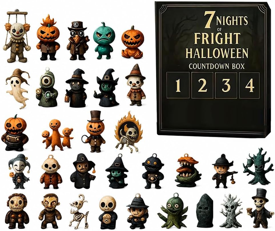 31 Nights Halloween Countdown Calendar Blind Box Advent Mini Figurines | Resin Ghost Pumpkin Skull Witch Halloween Party Decoration Gift