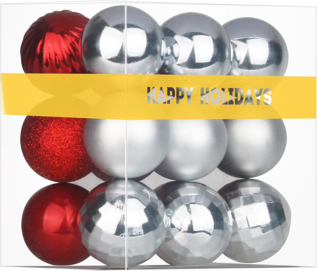 White Christmas Ornaments - Christmas Tree Decorations Shatterproof Hanging Balls for Birthday Wedding Holiday Decor Set of 36pcs, Multi-Sizes(1.6,2.5,3.2)