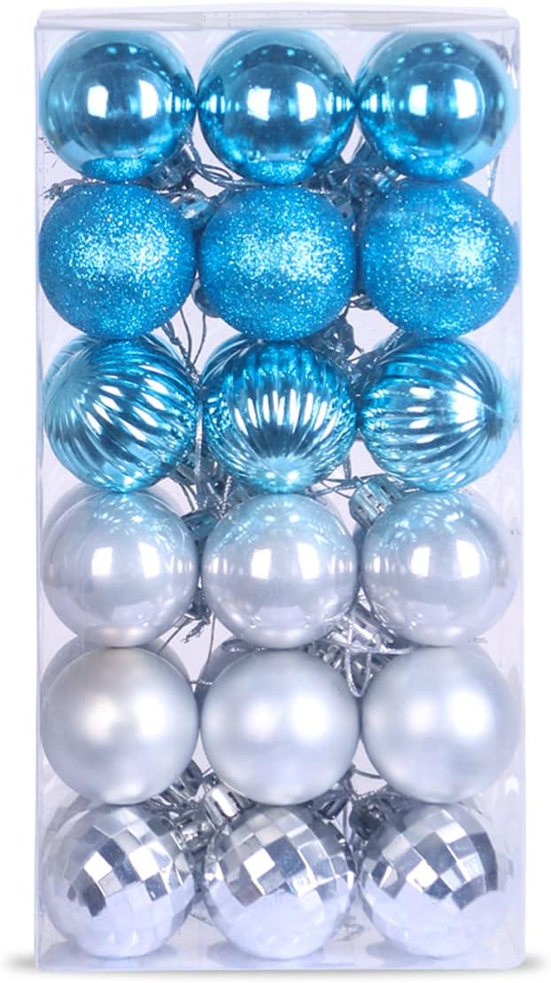 White Christmas Ornaments - Christmas Tree Decorations Shatterproof Hanging Balls for Birthday Wedding Holiday Decor Set of 36pcs, Multi-Sizes(1.6,2.5,3.2)