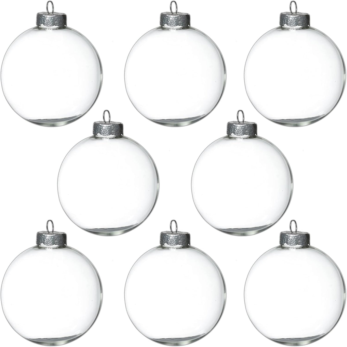 4E's Novelty 12-Pack 3.15 Inch Clear Glass Christmas Ornament Balls - Fillable with Hanging Cord, DIY Glass Ornaments for Xmas Tree