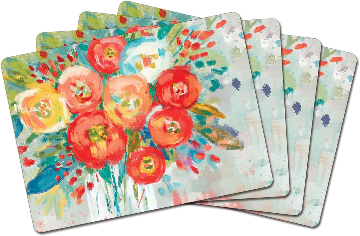 Cala Home Midnight Garden Boxed Set of 4 Premium Hardboard Placemats | Decorative, Layered Construction, and Easily Wipes Clean