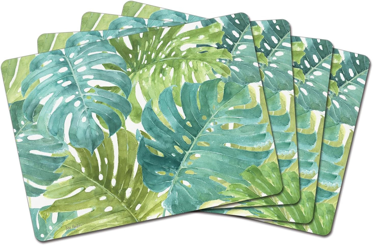 Cala Home Midnight Garden Boxed Set of 4 Premium Hardboard Placemats | Decorative, Layered Construction, and Easily Wipes Clean