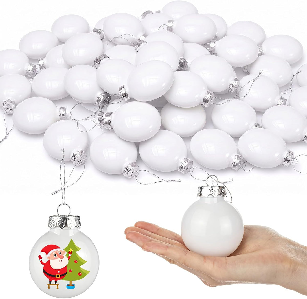 Zubebe 24 Pcs 3.15 Inch Blank White DIY Christmas Ball Ornaments for Craft | White Christmas Ball Ornaments, Plastic for Crafts Matte Flat Paintable for Xmas Tree Decor Adult Blank Make Your Own Drawing