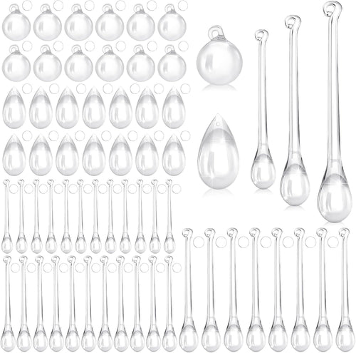 100 Pcs Christmas Tree Acrylic Hanging Ornaments,Clear | Teardrop Ornaments 5 Styles Christmas Crystal Chandelier Pendant Crystals for Centerpieces Chandelier Wedding Decor