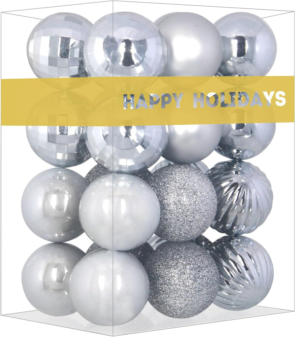 White Christmas Ornaments - Christmas Tree Decorations Shatterproof Hanging Balls for Birthday Wedding Holiday Decor Set of 36pcs, Multi-Sizes(1.6,2.5,3.2)