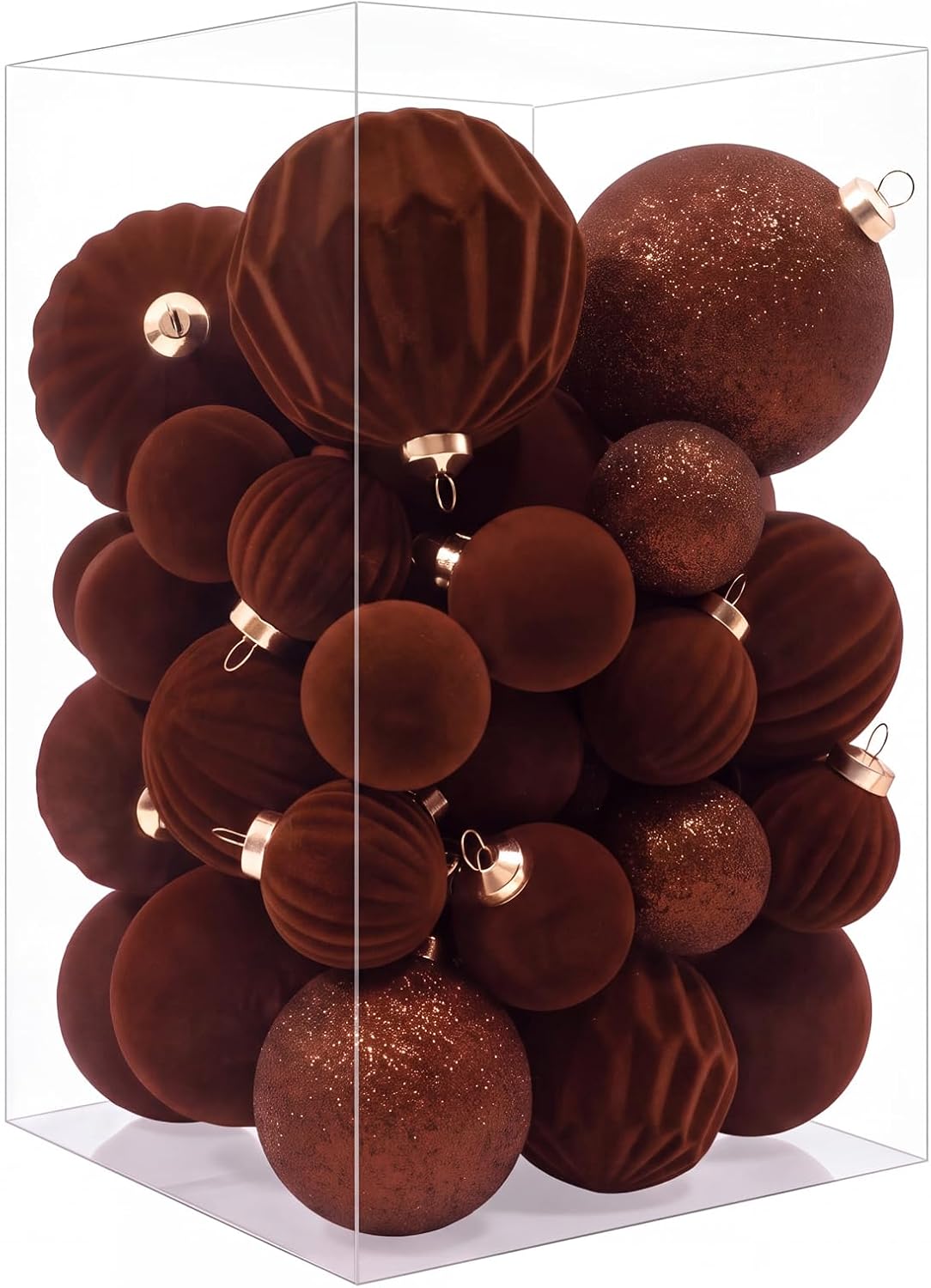 Christmas Ornaments Set Beige Velvet 3.15 in Decorative Balls | Flocked Shatterproof Christmas Tree Balls with Hanging Strings Vintage Christmas Decor for Holiday/Home/Tree(12pcs)