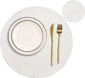Round Leather Placemats for Round Tables Set of 4, Blue Table Place Mats and Coasters, Washable Easy to Care for Indoor Decor 13 Diameter
