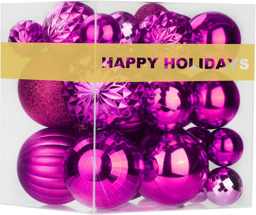 White Christmas Ornaments - Christmas Tree Decorations Shatterproof Hanging Balls for Birthday Wedding Holiday Decor Set of 36pcs, Multi-Sizes(1.6,2.5,3.2)