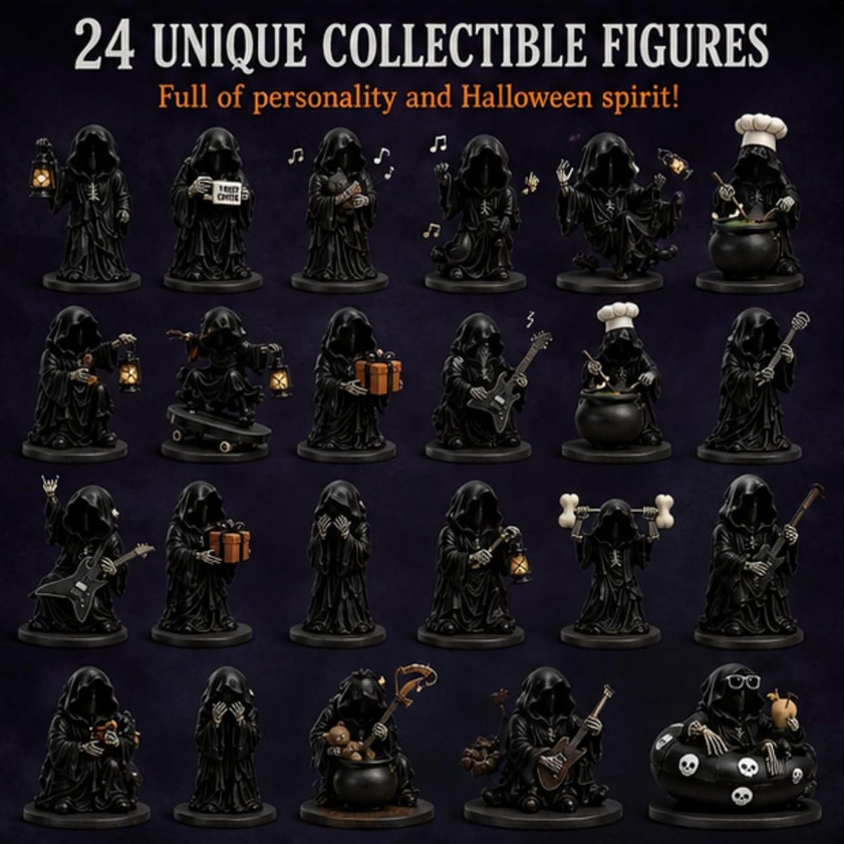 2026 Halloween Advent Calendar, 24-Day Grim Reaper Mystery Figure Countdown Calendar