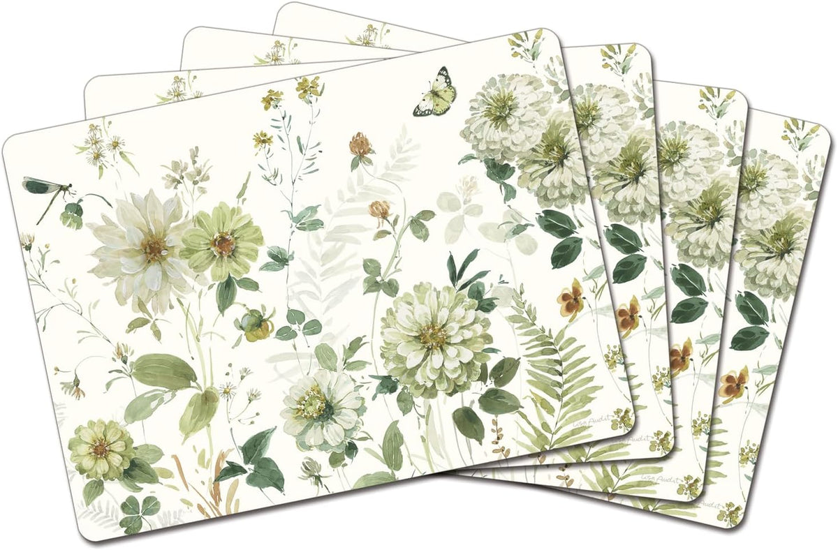 Cala Home Midnight Garden Boxed Set of 4 Premium Hardboard Placemats | Decorative, Layered Construction, and Easily Wipes Clean