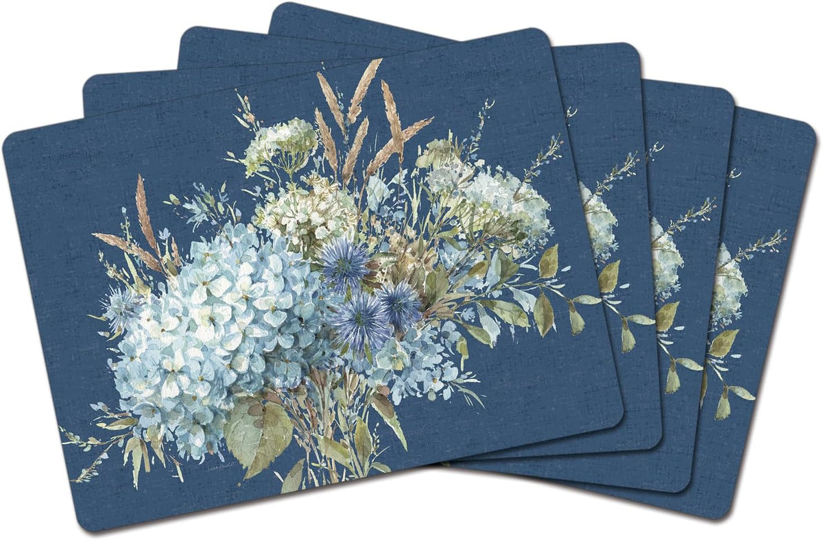 Cala Home Midnight Garden Boxed Set of 4 Premium Hardboard Placemats | Decorative, Layered Construction, and Easily Wipes Clean