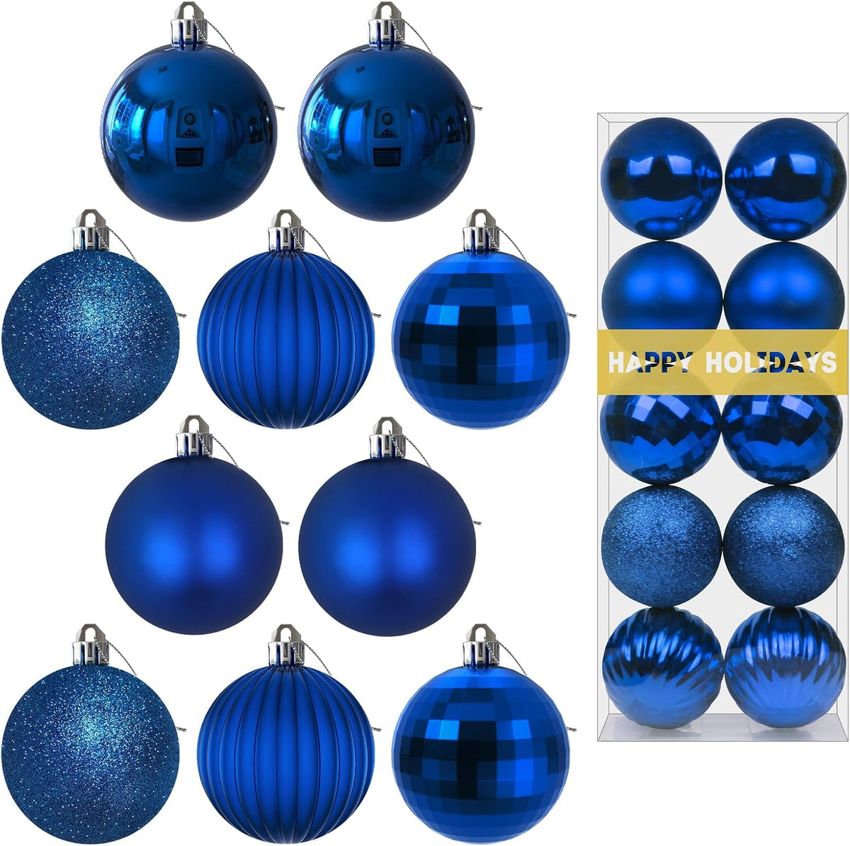 White Christmas Ornaments - Christmas Tree Decorations Shatterproof Hanging Balls for Birthday Wedding Holiday Decor Set of 36pcs, Multi-Sizes(1.6,2.5,3.2)