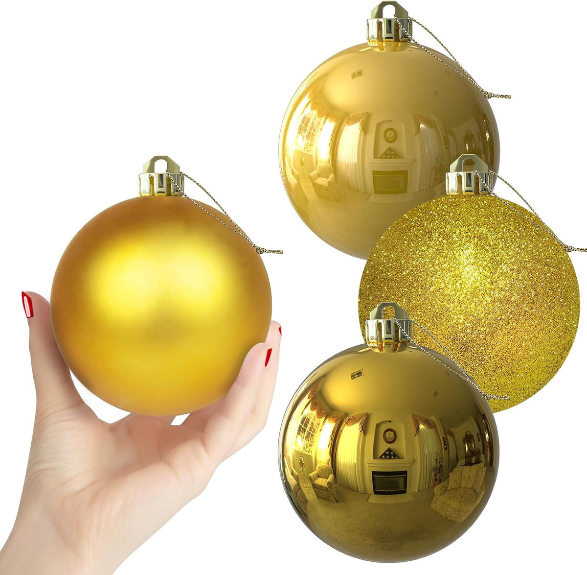 White Christmas Ornaments - Christmas Tree Decorations Shatterproof Hanging Balls for Birthday Wedding Holiday Decor Set of 36pcs, Multi-Sizes(1.6,2.5,3.2)