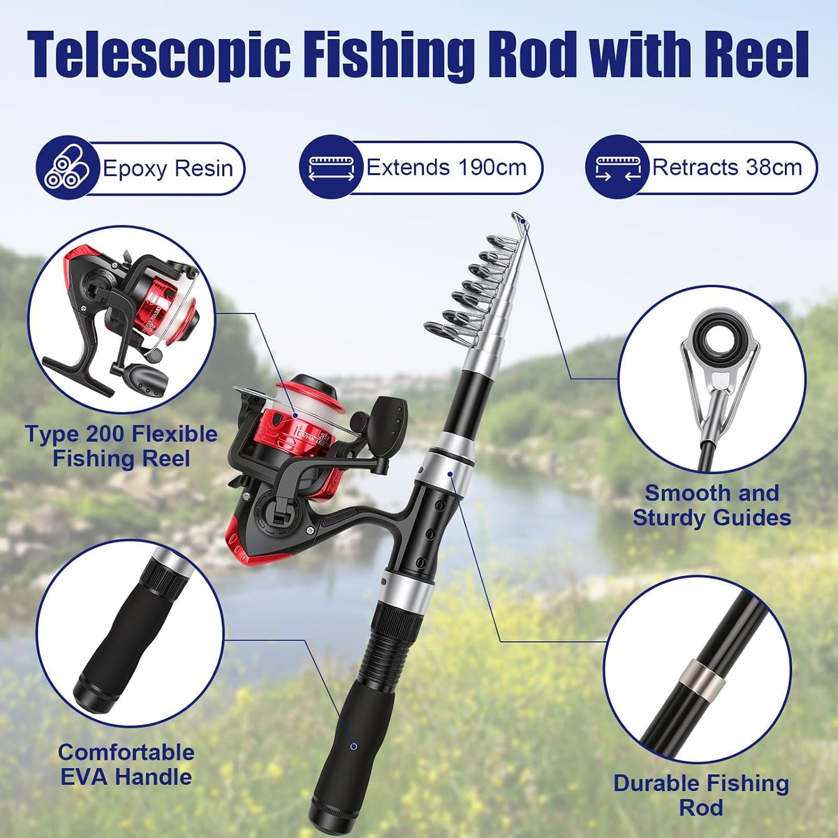 Fishing Advent Calendar 2026,24 Day Christmas Countdown Calendar for Adults,Fishing Gifts Set with Fishing Rod Cable Reel Lures Tackle Tackle Box,Xmas Gifts for Men Teens boys Anglers Fisherman