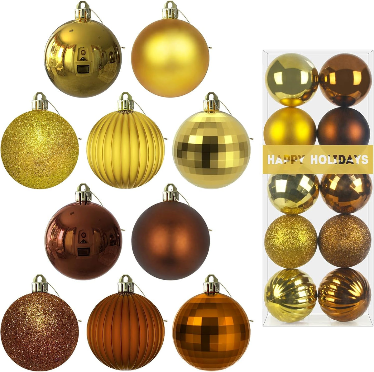 White Christmas Ornaments - Christmas Tree Decorations Shatterproof Hanging Balls for Birthday Wedding Holiday Decor Set of 36pcs, Multi-Sizes(1.6,2.5,3.2)