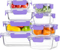 8 Pack Glass Food Storage Containers with Snap Locking Lids for Meal Prep | Borosilicate Glass Meal Prep Containers, Lunch Bento Boxes, BPA-Free, Dishwasher, Freezer, Oven Safe, Leak proof-Black