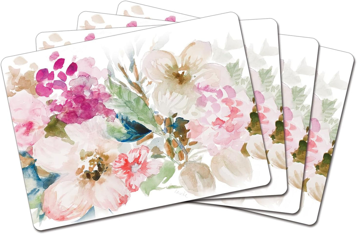 Cala Home Midnight Garden Boxed Set of 4 Premium Hardboard Placemats | Decorative, Layered Construction, and Easily Wipes Clean
