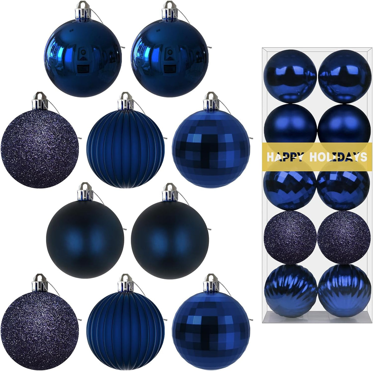 White Christmas Ornaments - Christmas Tree Decorations Shatterproof Hanging Balls for Birthday Wedding Holiday Decor Set of 36pcs, Multi-Sizes(1.6,2.5,3.2)