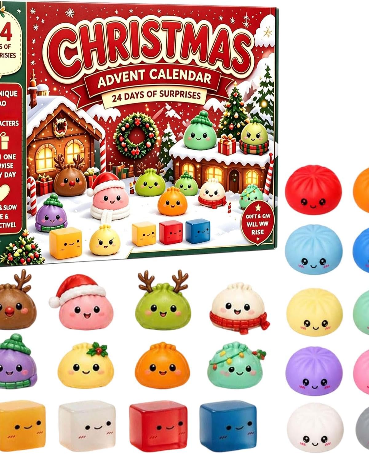 Christmas Squishies Advent Calendar 2026 Countdown for Adults | 24 Days of Surprises Squishy Toys Box, Fidget Christmas Countdown Calendar, Xmas Toys for Sock Stuffing & Christmas Gift