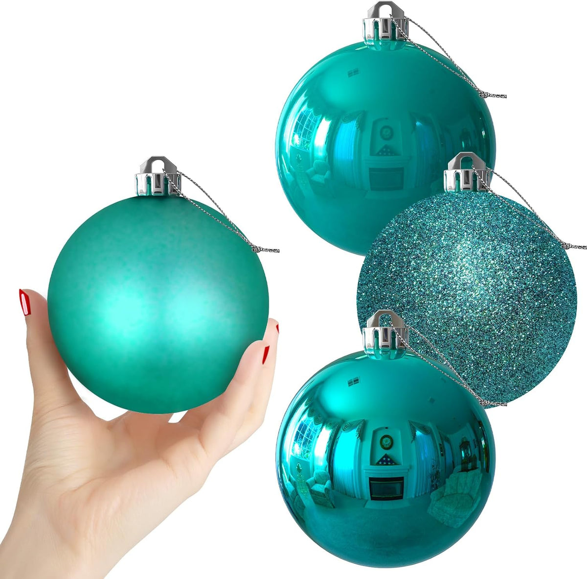 White Christmas Ornaments - Christmas Tree Decorations Shatterproof Hanging Balls for Birthday Wedding Holiday Decor Set of 36pcs, Multi-Sizes(1.6,2.5,3.2)