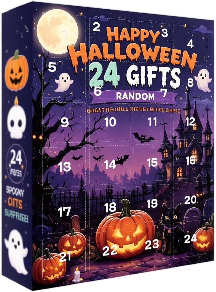 24pc 3D Resin Ghost Halloween Countdown Blind Box Calendar | 24 Days Surprise Countdown, Durable Resin Figurines, Gift For All Ages