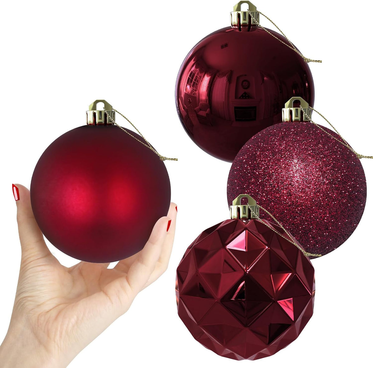 White Christmas Ornaments - Christmas Tree Decorations Shatterproof Hanging Balls for Birthday Wedding Holiday Decor Set of 36pcs, Multi-Sizes(1.6,2.5,3.2)