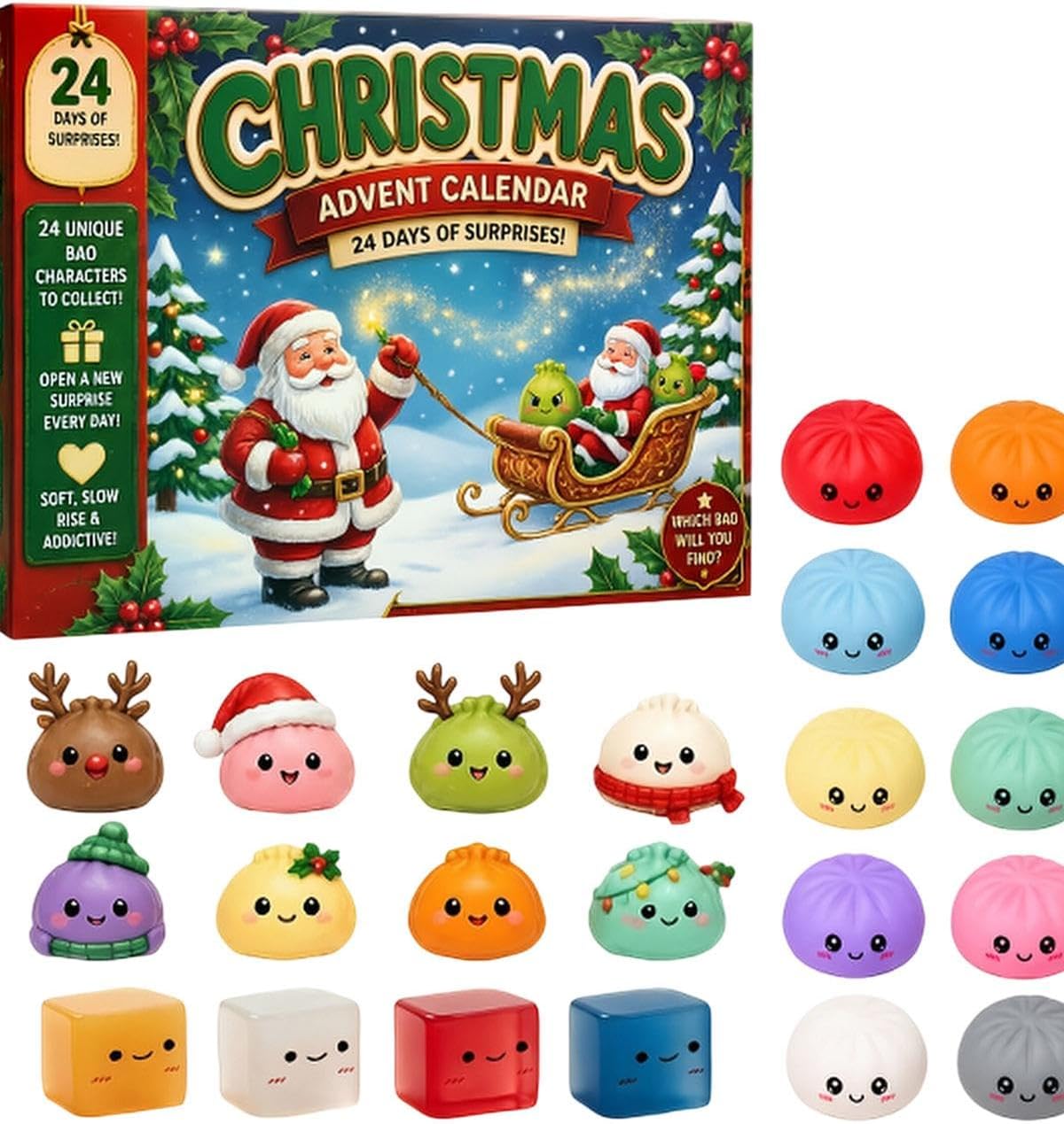 Christmas Squishies Advent Calendar 2026 Countdown for Adults | 24 Days of Surprises Squishy Toys Box, Fidget Christmas Countdown Calendar, Xmas Toys for Sock Stuffing & Christmas Gift