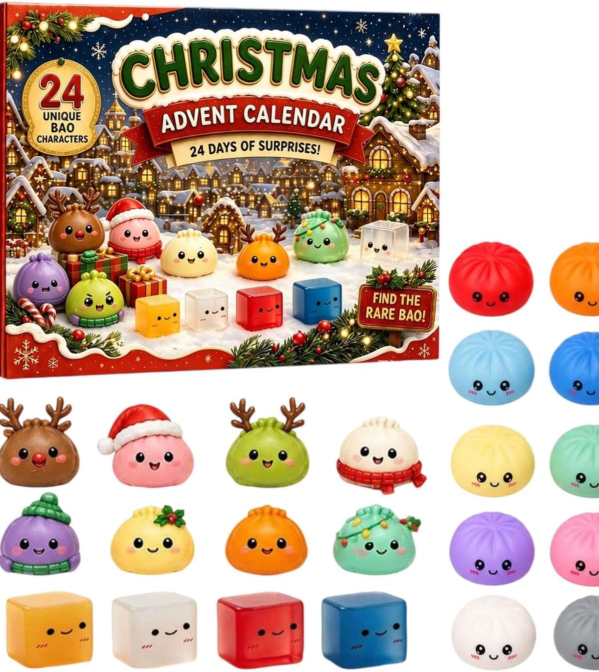 Christmas Squishies Advent Calendar 2026 Countdown for Adults | 24 Days of Surprises Squishy Toys Box, Fidget Christmas Countdown Calendar, Xmas Toys for Sock Stuffing & Christmas Gift