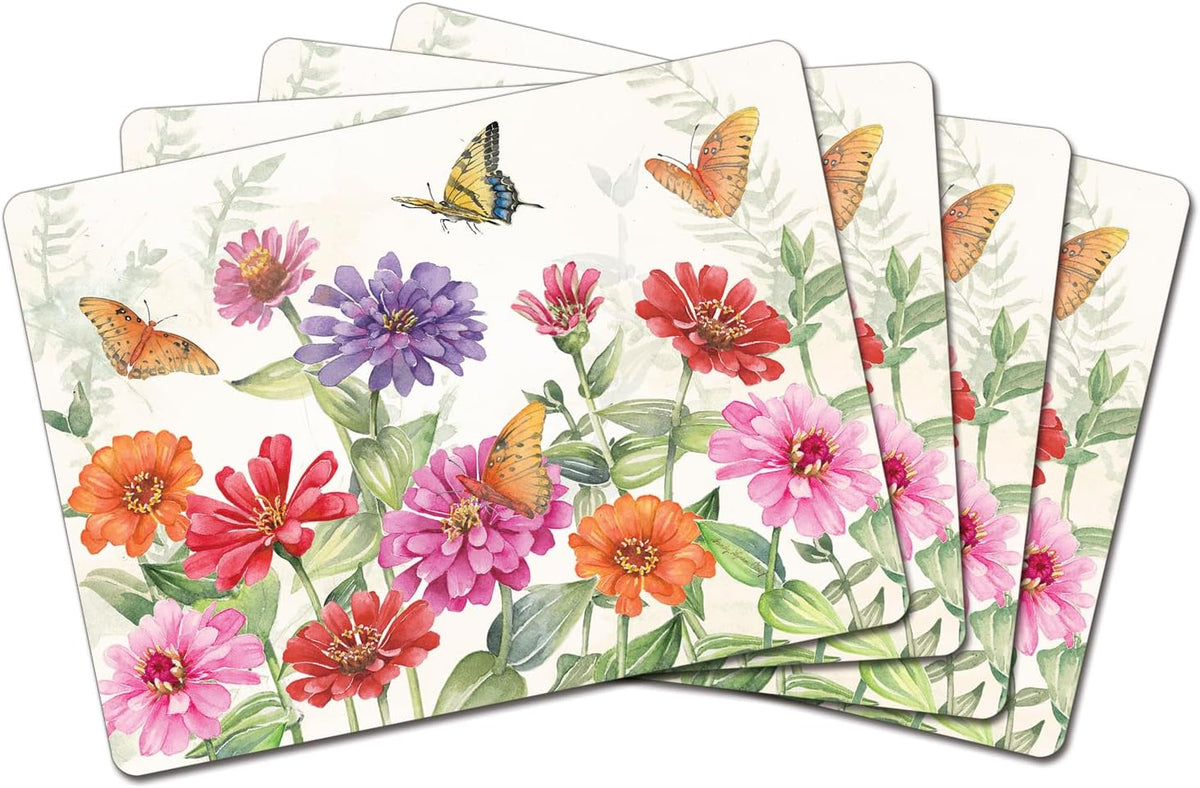 Cala Home Midnight Garden Boxed Set of 4 Premium Hardboard Placemats | Decorative, Layered Construction, and Easily Wipes Clean