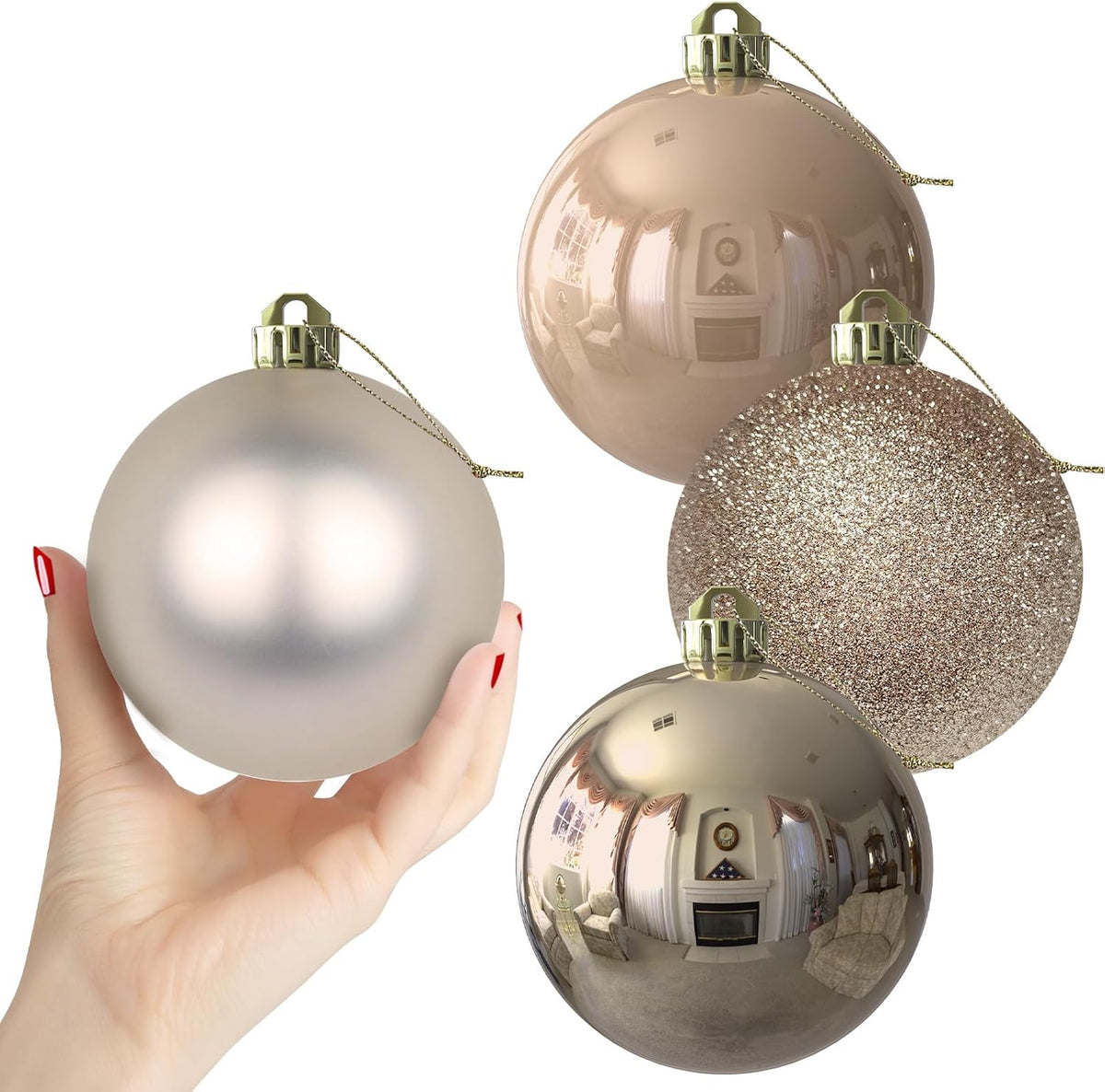 White Christmas Ornaments - Christmas Tree Decorations Shatterproof Hanging Balls for Birthday Wedding Holiday Decor Set of 36pcs, Multi-Sizes(1.6,2.5,3.2)