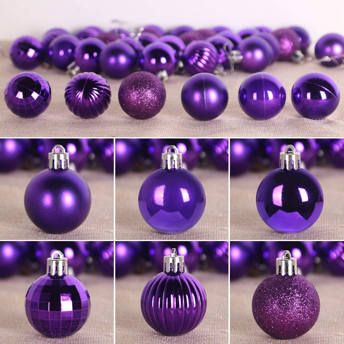 White Christmas Ornaments - Christmas Tree Decorations Shatterproof Hanging Balls for Birthday Wedding Holiday Decor Set of 36pcs, Multi-Sizes(1.6,2.5,3.2)