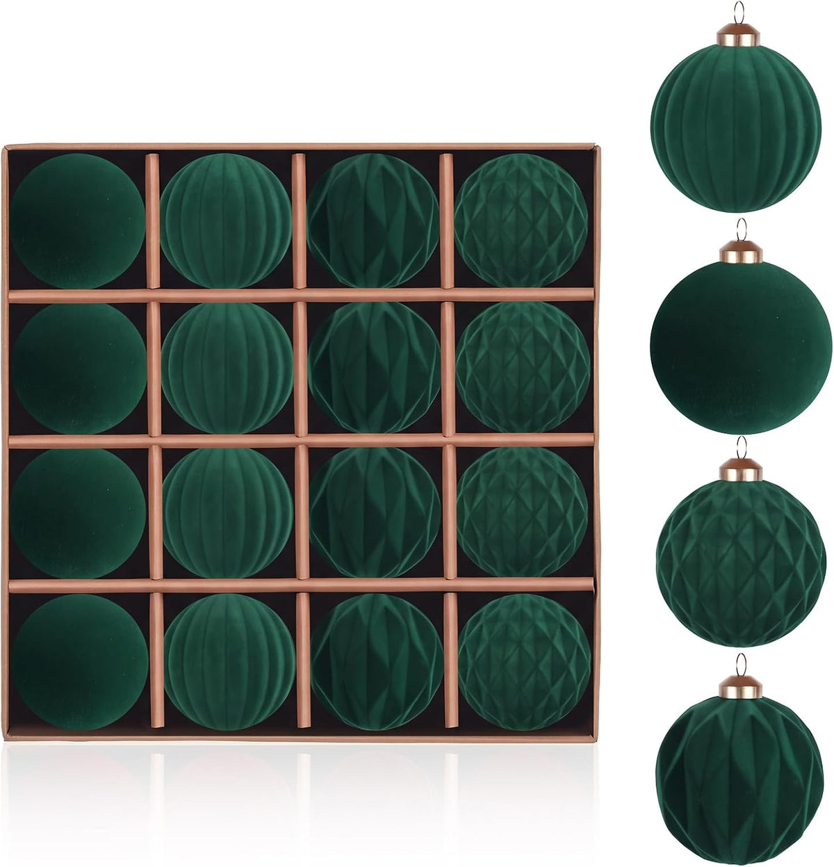 Christmas Ornaments Set Beige Velvet 3.15 in Decorative Balls | Flocked Shatterproof Christmas Tree Balls with Hanging Strings Vintage Christmas Decor for Holiday/Home/Tree(12pcs)
