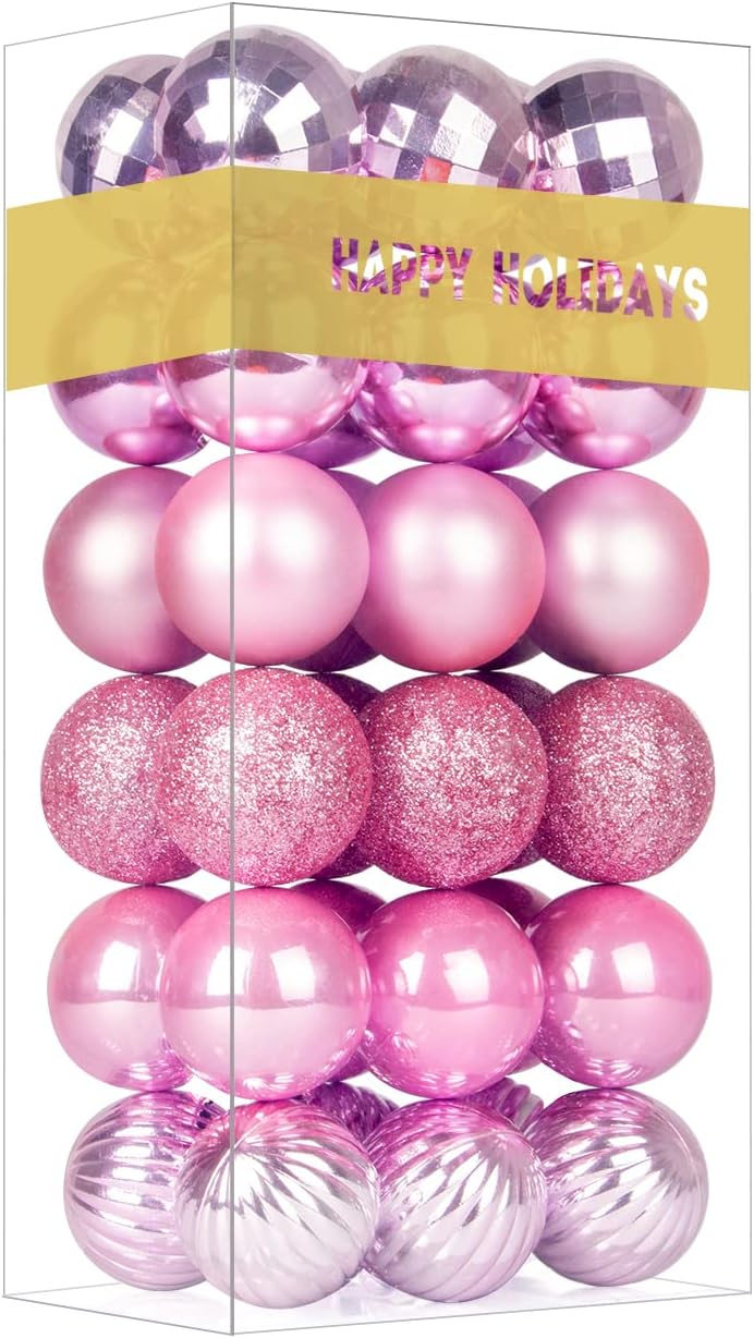 White Christmas Ornaments - Christmas Tree Decorations Shatterproof Hanging Balls for Birthday Wedding Holiday Decor Set of 36pcs, Multi-Sizes(1.6,2.5,3.2)