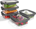 BOROHOUSE 10-Pack Glass Food Storage Containers with Tempered Glass Lids – Borosilicate, Airtight, Oven-Safe (-4°F~950°F), BPA-Free, 4.4 & 1.6 Cup, Leak-Proof, Dishwasher Safe (Gray)