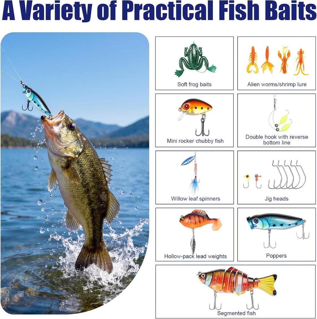 Fishing Advent Calendar 2026,24 Day Christmas Countdown Calendar for Adults,Fishing Gifts Set with Fishing Rod Cable Reel Lures Tackle Tackle Box,Xmas Gifts for Men Teens boys Anglers Fisherman