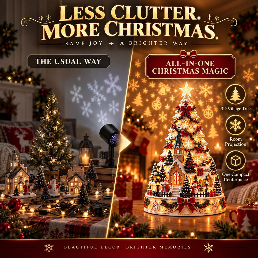 💯 Buy 2 Get 1 Free - 🎄 Christmas Village Projection Centerpiece