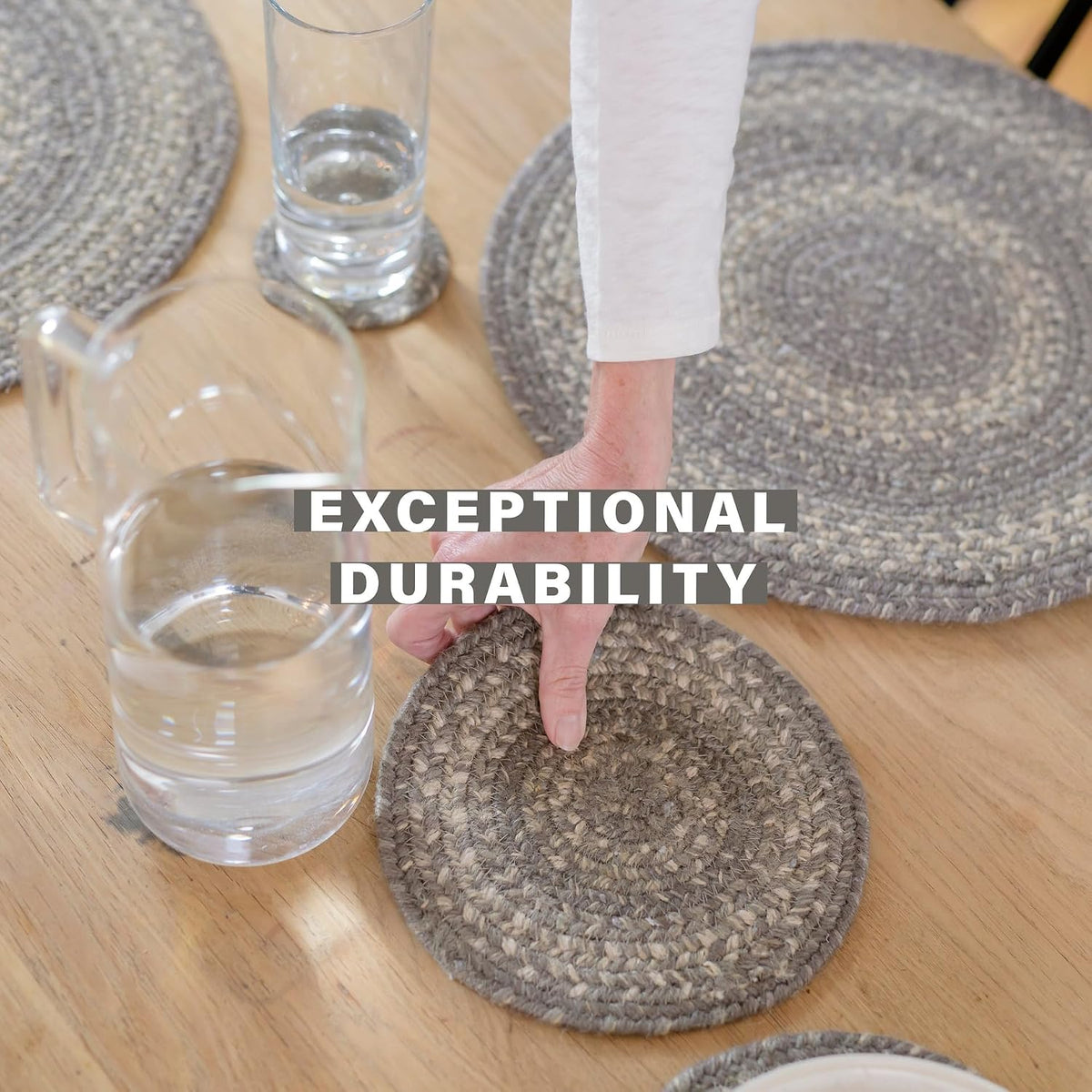 Homespice Apple Pie Braided Coasters for Country Decor, Round 4 Set of 6 | Red Absorbent Drink Coasters for Tabletop, Absorbs Moisture, Rich Colors, Durable and Easy to Clean