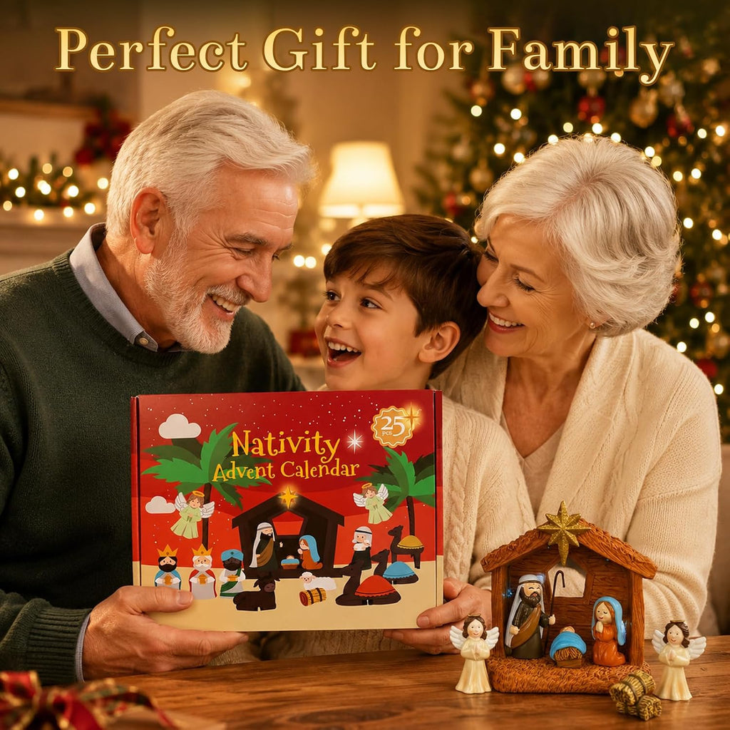 Nativity Advent Calendar 2026, 25-Piece Christmas Countdown Calendar | 24-Day Light-Up Nativity Scene Set, Resin Advent Calendar for Kids, Christmas Decor & Gifts for Boys and Girls