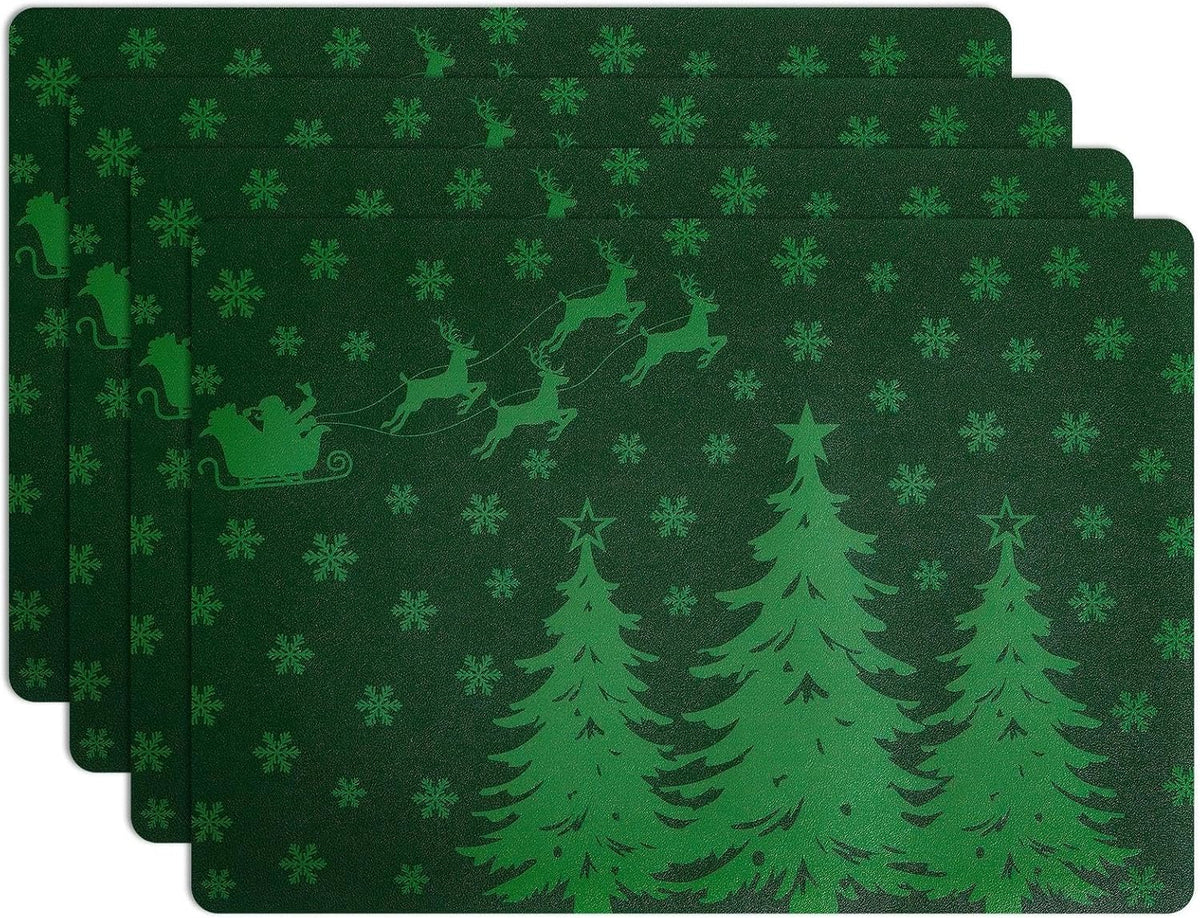 MOSAYT Fall Vinyl Faux Leather Placemats, Set of 6, Reddish Brown | Heat Resistant Table Place Mats, Waterproof Oil-proof, Non Slip, Wipeable, Reversible, For Kitchen, Dining, Party, 17x12